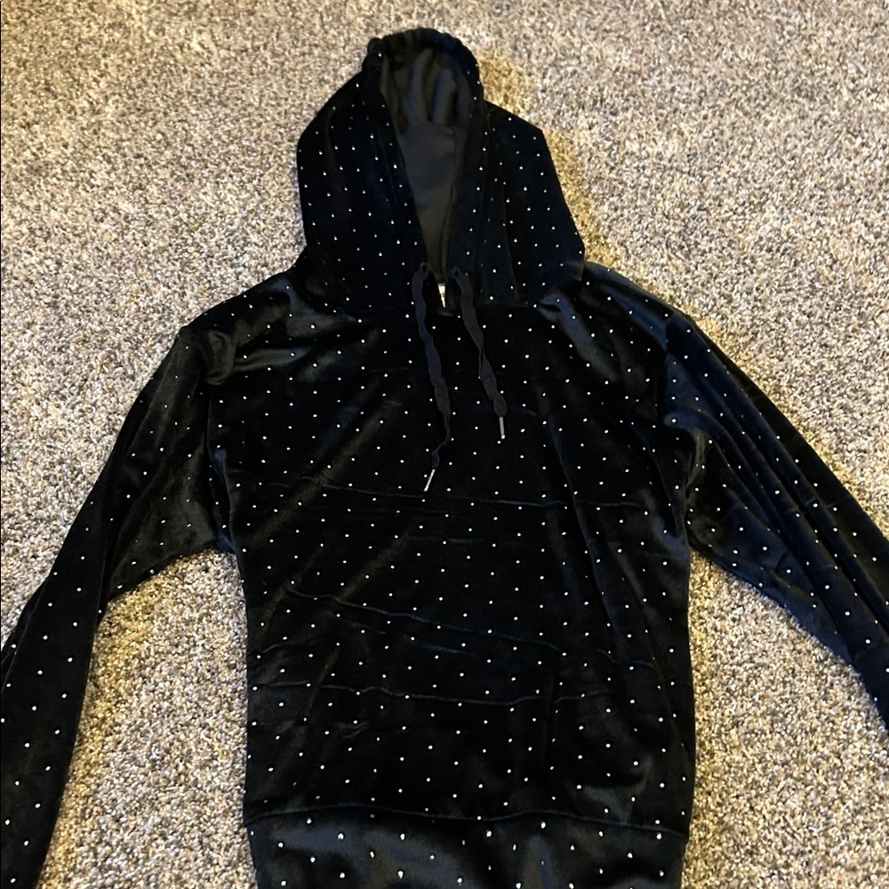 Juicy Couture Black Velvet Crop Top with Gems